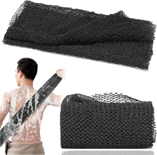 African Net Long Bath Net Sponge, Bathing Body Exfoliating Shower Body Back Scrubber Skin Smoother,Stretch Length to 66 INCH (Black)