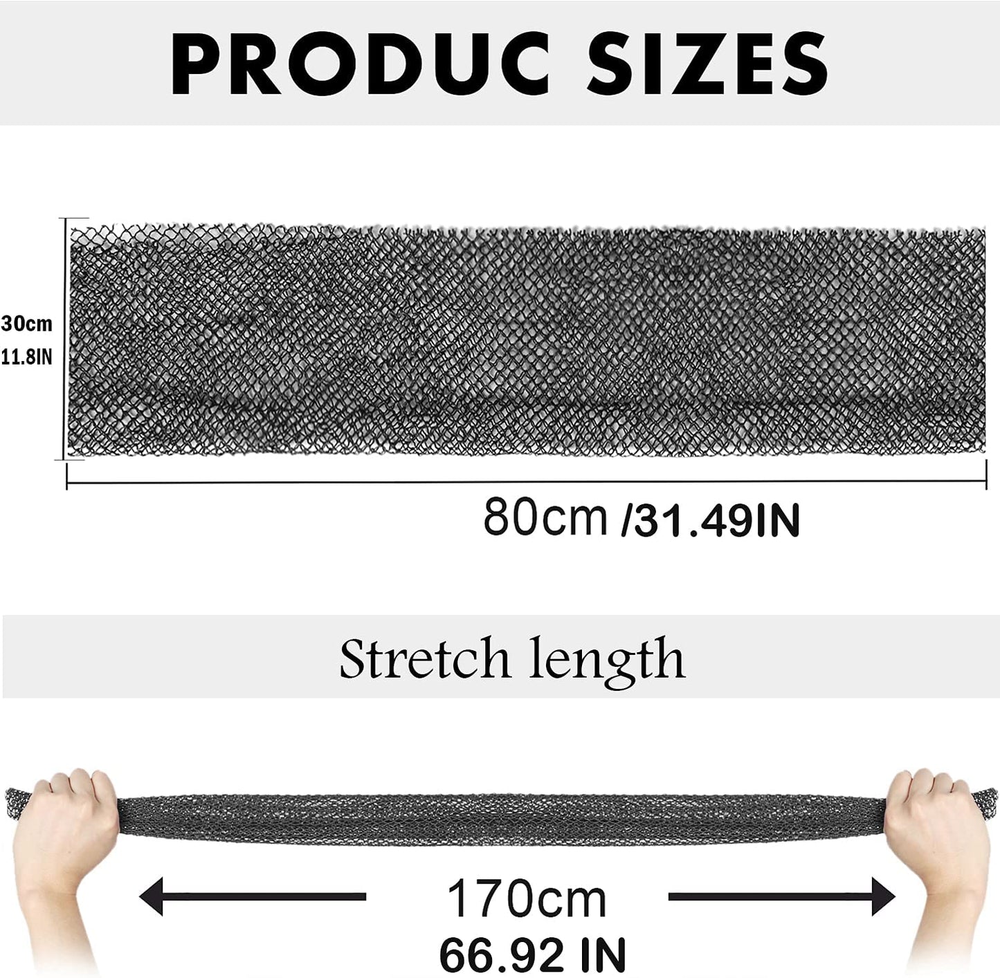 African Net Long Bath Net Sponge, Bathing Body Exfoliating Shower Body Back Scrubber Skin Smoother,Stretch Length to 66 INCH (Black)